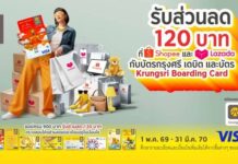 กรุงศรีเสิร์ฟโปรชอปออนไลน์ที่ Shopee และ Lazada รับส่วนลด 120 บาท เมื่อมียอดสั่งซื้อ 900 บาทขึ้นไป