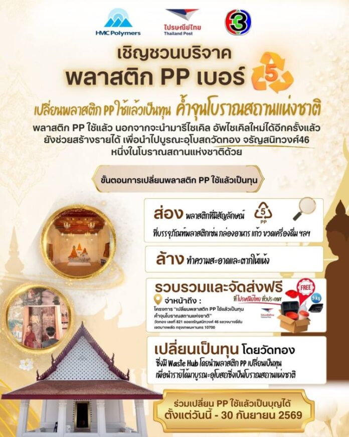 เปลี่ยนพลาสติก PP ใช้แล้วเป็นทุน ค้ำจุนโบราณสถานแห่งชาติ (1)