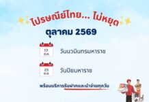 ตุลาคมนี้ ไปรษณีย์ไทยพร้อมให้บริการช่วงวันหยุด เปิดรับฝาก–นำจ่าย รองรับการส่งต่อเนื่องทั่วประเทศ